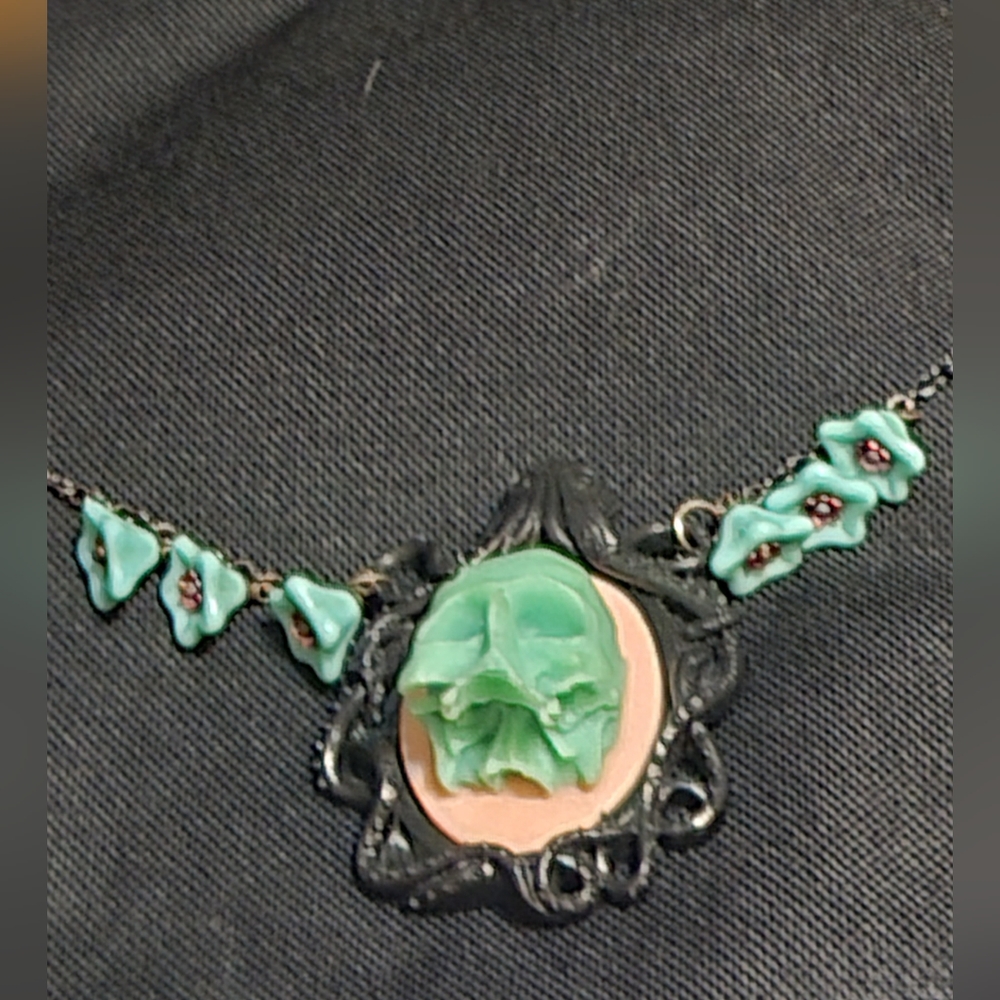 Handmade skull cameo necklace